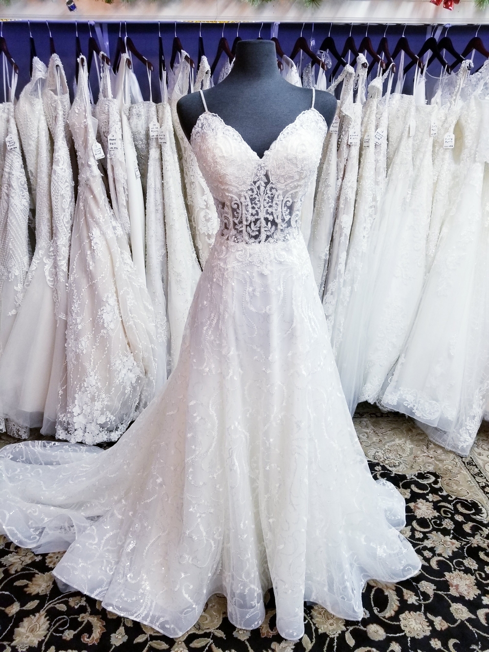 Full Sparkle Lace Wedding Dress In Ivory
